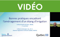 Présentation des bonnes pratiques encadrant l'aménagement d'un étang d'irrigation